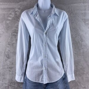 Frank Eileen Barry Dress Shirt Womens Size Medium Light Blue Cotton USA